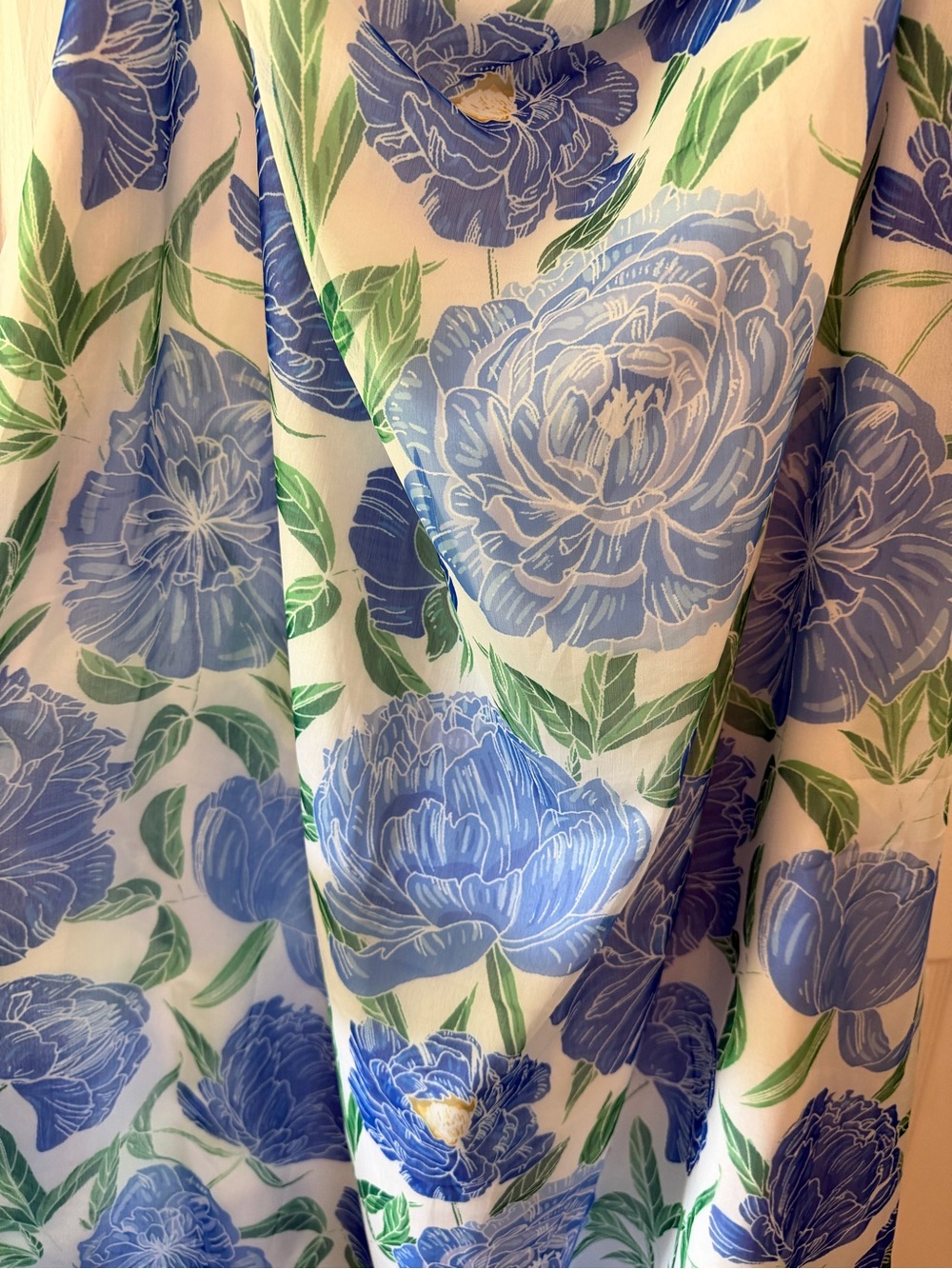 Strapless Blue Floral Maxi Dress - Picture 5 of 6